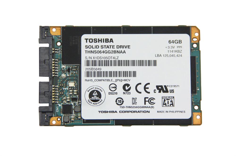 THNS064GG2BNAA Toshiba HG2 Series 64GB MLC SATA 3Gbps uSATA 1.8-inch Internal Solid State Drive (SSD)