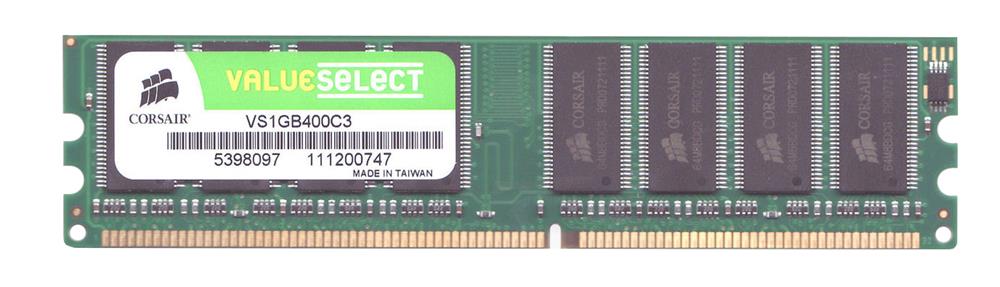 VS1GB400C3 Corsair 1GB PC3200 DDR-400MHz non-ECC Unbuffered CL3 184-Pin DIMM Memory Module