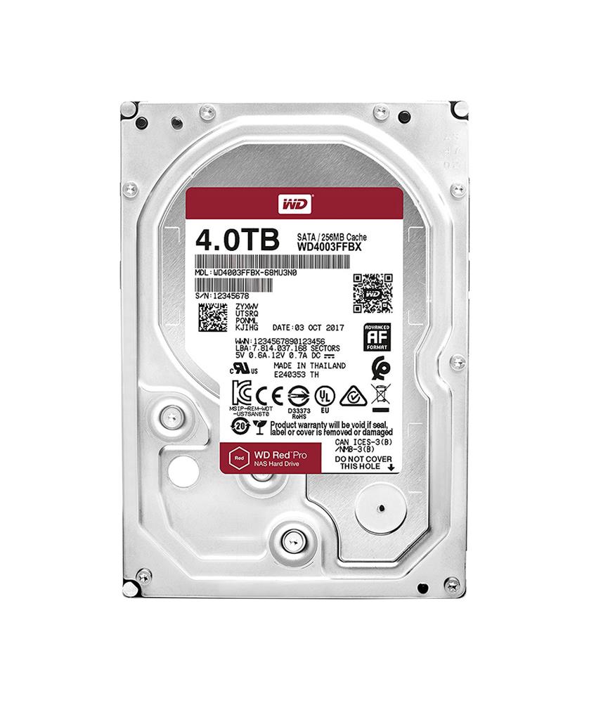 WD4003FFBX Western Digital Red Pro 4TB 7200RPM SATA 6Gbps 256MB Cache 3.5-inch Internal Hard Drive