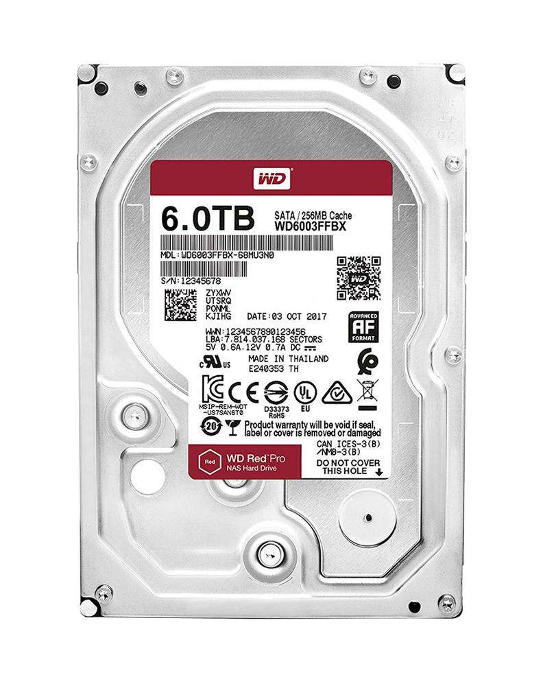 WD6003FFBX Western Digital Red Pro 6TB 7200RPM SATA 6Gbps 256MB Cache 3.5-inch Internal Hard Drive