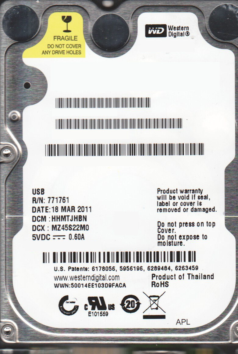 WD6400KMVV-11BG7S0-P Western Digital 640GB 5400RPM USB 2.0 2.5-inch Internal Hard Drive