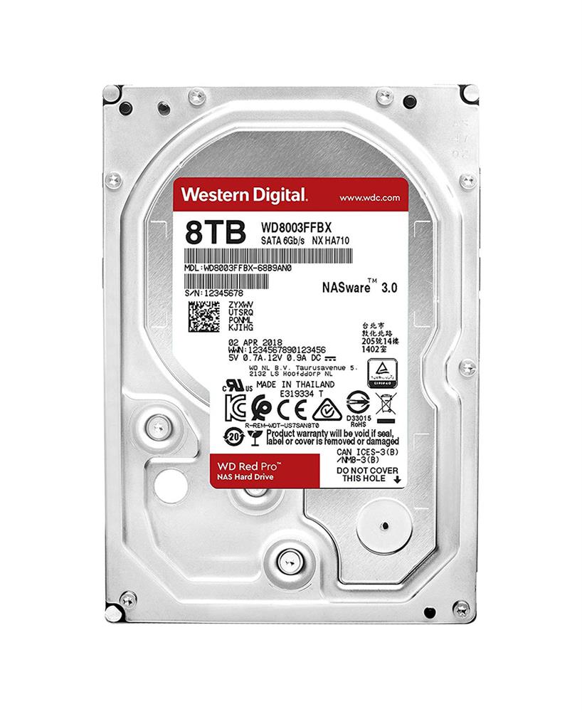 WD8003FFBX Western Digital Red Pro 8TB 7200RPM SATA 6Gbps 256MB Cache 3.5-inch Internal Hard Drive