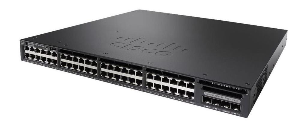 WS-C3650-48PS-S Cisco Catalyst 3650-48PS 48-Ports 10/100/1000Base-T RJ-45 PoE+ Manageable Layer2 Rack-mountable 1U Switch with 4x SFP Ports (Refurbished)