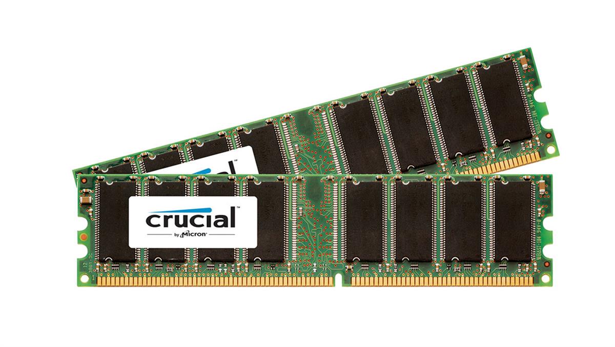 CT2KIT12864Z40B Crucial 2GB Kit (2 X 1GB) PC3200 DDR-400MHz non-ECC Unbuffered CL3 184-Pin DIMM Memory