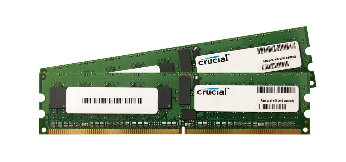 CT2KIT25672AB800S Crucial 4GB Kit (2 X 2GB) PC2-6400 DDR2-800MHz Registered ECC CL6 240-Pin DIMM Single Rank Memory