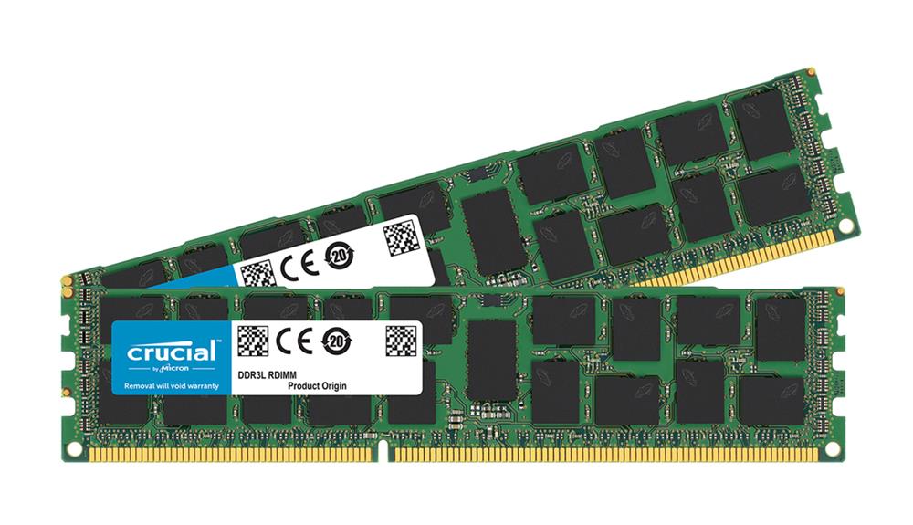 CT3712304 Crucial 32GB Kit (2 X 16GB) PC3-14900 DDR3-1866MHz ECC Registered CL13 240-Pin DIMM Dual Rank Memory for Dell PowerEdge R720 Server