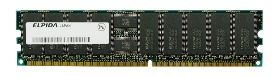 HB54A5129FN-10B Elpida 512MB PC1600 DDR-266MHz ECC Unbuffered CL2 184-Pin DIMM Memory Module