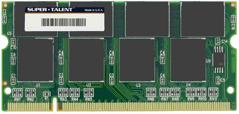 D333SD512 Super Talent 512MB PC2700 DDR-333MHz non-ECC Unbuffered CL2.5 200-Pin SoDimm Memory Module