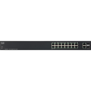 SLM2016T-NA Cisco SG200-18 18-Ports 10/100/1000Base-T RJ-45 Manageable Layer2 Desktop Smart Switch with 2x Gigabit Ethernet Uplink ports and 2x SFP Ports(Refurbished)