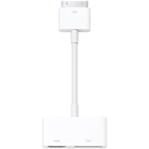 MD098ZM/A Apple Digital AV Adapter HDMI for Audio/Video Device, TV, iPod, iPhone, iPad 1 x Male Proprietary Connector 1 x HDMI Female Digital Audio/Video, 1 x Female Proprietary Connector White (Refurbished)