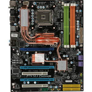 7380-010 MSI P7N SLI Platinum Socket LGA 775 Nvidia nForce 750i SLI + nForce 430 MCP Chipset Pentium 4/ Pentium Extreme Edition/ Pentium D/ Core 2 Duo/ Core 2 Extreme/ Core 2 Quad/ Pentium Dual Core/ Celeron Dual Core/ Celeron Processors Support DDR2 4x DIMM 4x SATA 3.0Gb/s ATX Motherboard (Refurbished)