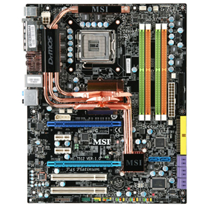 7512-010 MSI P45 Platinum Desktop Motherboard Intel P45 Express Chipset Socket T LGA-775 ATX 1 x Processor Support 16GB DDR2 SDRAM Maximum RAM CrossFire Support Floppy Controller, Serial ATA/300, Ultra ATA/133 (ATA-7) RAID Supported Controller 2 x PCIe x16 Slot (Refurbished)