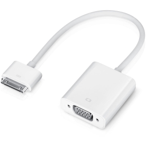 MC552ZM/B Apple Video Cable Adapter for TV, Projector, iPhone, iPod 1 x HD-15 Female VGA 1 x Male Proprietary Connector (Refurbished)