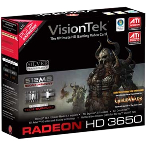 900238 VisionTek 512MBAll in Wonder Radeon Hd 3650 DDDR2 128bit PCI-E 2.0 x16 DVI HDMI