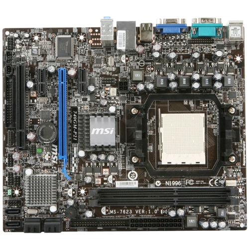 740GM-P21 MSI Socket AM3 AMD 740G + SB710 Chipset AMD Phenom II X4/ Phenom II X3/ Phenom II X2/ AMD Athlon II X4/ Athlon II X3/ Athlon II X2/ AMD Sempron Processors Support DDR3 2x DIMM 6x SATA 3.0Gb/s Micro-ATX Motherboard (Refurbished)