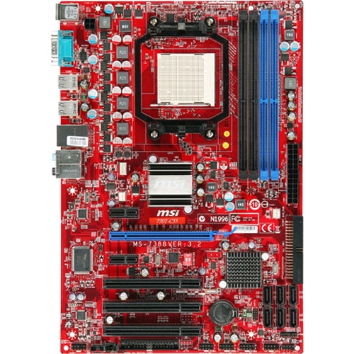 770T-C35 MSI Socket AM2+ AMD 770 + SB710 Chipset AMD Phenom II X6/ Phenom II X4/ Phenom II X3/ Phenom II X2/ Phenom X4/ Phenom X3/ AMD Athlon II X4/ Athlon II X3/ Athlon II X2/ Athlon II/ AMD Sempron Processors Support DDR2 4x DIMM 6x SATA 3.0Gb/s ATX Motherboard (Refurbished)