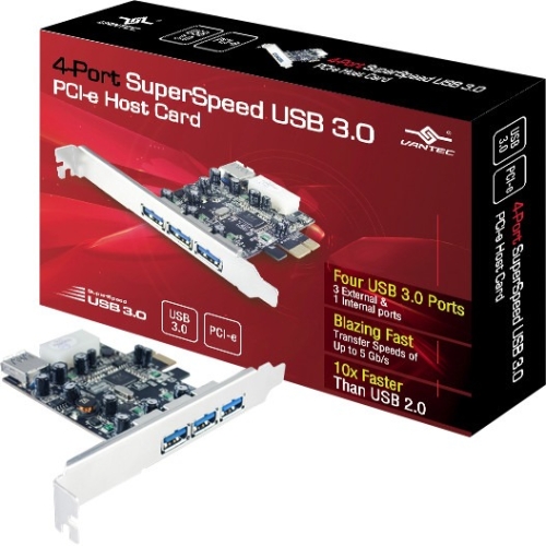 UGT-PC341 Vantec Quad Port SuperSpeed USB 3.0 PCI Express Host Card