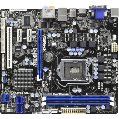 H67MB3 ASRock Socket LGA 1155 Intel H67 Chipset 3rd/2nd Generation Core i7 / i5 / i3 / Pentium / Celeron Processors Support DDR3 2x DIMM 2x SATA3 6.0Gb/s Micro-ATX Motherboard (Refurbished)