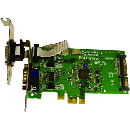 PX-801 Brainboxes PCIe 2xRS232 POS 1A SATA 2 x 9-pin DB-9 Male RS-232 Serial PCI Express x1 (Refurbished)