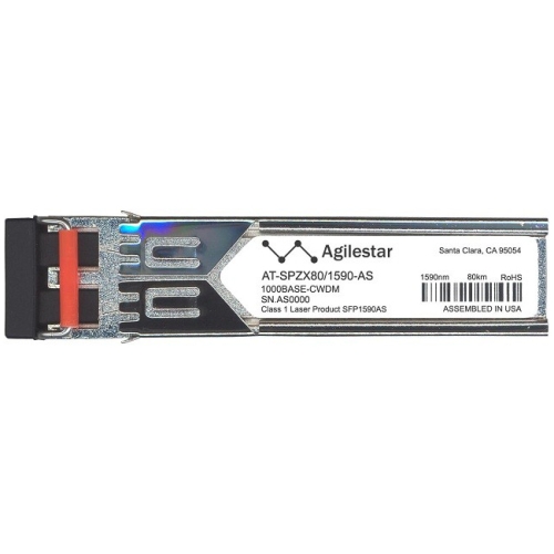 AT-SPZX80/1590-AS Agilestar 1.25Gbps 1000Base-ZX CWDM Single-mode Fiber 80km 1590nm LC Connector SFP Transceiver Module