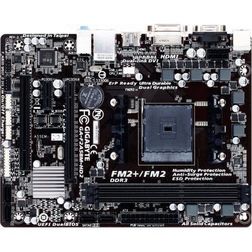 GA-F2A58M-HD2 Gigabyte Socket FM2+ AMD A58 Chipset AMD Athlon/ A-Series Processors Support DDR3 2x DIMM 4x SATA 3.0Gb/s Micro-ATX Motherboard (Refurbished)