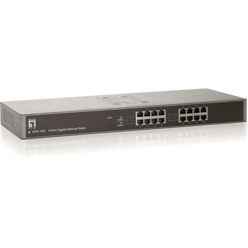 GSW-1657 LevelOne 16-Ports Gigabit Ethernet Switch 16 x Gigabit Ethernet Network Twisted Pair 2 Layer Supported Rack-mountable (Refurbished)