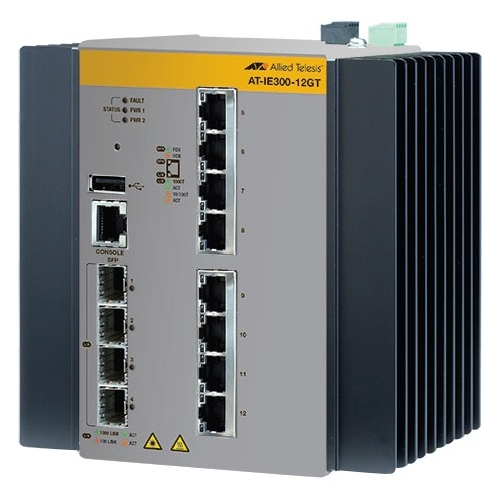 AT-IE300-12GP-80 Allied Telesis Layer 3 Switch 8 Network, 4 Expansion Slot Manageable Optical Fiber, Twisted Pair Modular 3 Layer Supported Rail-mountable, Wall Mountable (Refurbished)