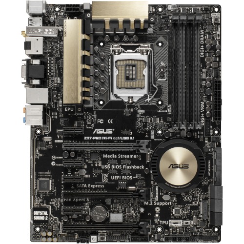 Z97-PRO(Wi-Fi ac)/USB 3.1 ASUS Socket LGA 1150 Intel Z97 Chipset 7th/6th Generation Core i7 / i5 / i3 Pentium / Celeron Processors Support DDR3 4x DIMM 4x SATA 6.0Gb/s ATX Motherboard (Refurbished)
