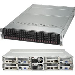 SYS-2028TP-HC0R-SIOM Supermicro SuperServer 2028TP-HC0R-SIOM Barebone System 2U Rack-mountable Intel C612 Chipset 4 Number of Node(s) Socket R3 LGA-2011 2 x Processor Support Black 2TB DDR4 SDRAM DDR4-2400/PC4-19200 Maximum RAM Support 12Gb/s SAS RAID Supported Controller ASPEED AST2400 Integrated 6 x Total Bays 6 2.5" Bay(s) 2 x Total Expansion Slots Processor Support (Xeon) Ethernet 2 USB 3.0 Port(s) 2 x 2000 W