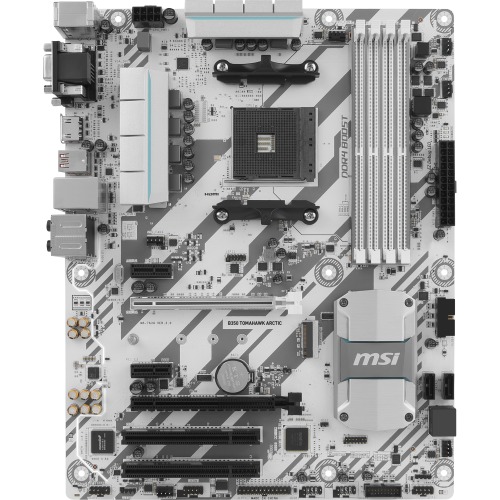 B350 TOMAHAWK ARCTIC MSI Socket AM4 AMD B350 Chipset AMD Ryzen 7th Generation A-Series/ Athlon Series Processors Support DDR4 4x DIMM 4x SATA 6.0Gb/s ATX Motherboard (Refurbished)