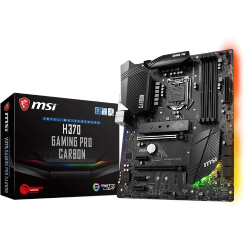 H370GPCAR MSI H370 GAMING PRO CARBON Socket LGA 1151 Intel H370 Chipset 8th Generation Core / Pentium G / Celeron Processors Support DDR4 4x DIMM 6x SATA 6.0Gb/s ATX Motherboard (Refurbished)