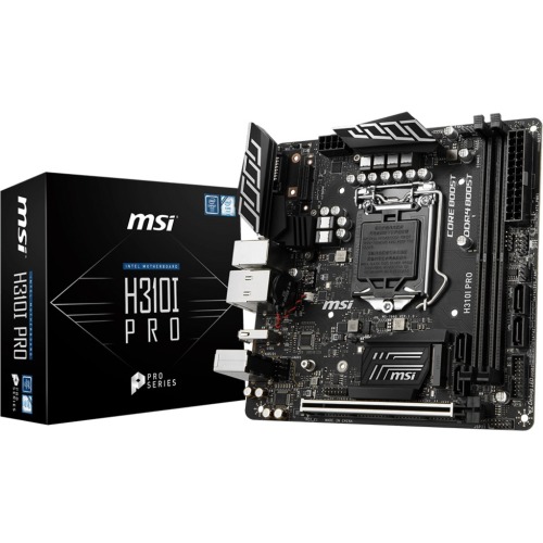 H310IPRO MSI H310I PRO Socket LGA 1151 Intel H310 Chipset 8th Generation Intel Core Processors Support DDR4 2x DIMM 4 x SATA 6.0Gb/s Mini-ITX Motherboard (Refurbished)