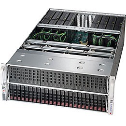 SYS-4029GP-TRT Supermicro SuperServer 4029GP-TRT Barebone System 4U Rack-mountable Intel C622 Chipset Socket P LGA-3647 2 x Processor Support Black 3TB DDR4 SDRAM DDR4-2666/PC4-21300 Maximum RAM Support Serial ATA/600 RAID Supported Controller ASPEED AST2500 Integrated 24 x Total Bays 24 2.5" Bay(s) 11 x Total Expansion Slots Processor Support (Xeon Platinum, Xeon Gold, Xeon Silver, Xeon Bronze) 10 Gigabit Ethernet 4 USB 3.0 Port(s) 4 x 2000 W