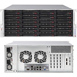 SSG-6049P-E1CR24H Supermicro SuperStorage 6049P-E1CR24H Barebone System 4U Rack-mountable Intel C624 Chipset Socket P LGA-3647 2 x Processor Support Black 2TB DDR4 SDRAM DDR4-2666/PC4-21300 Maximum RAM Support Serial ATA/600, 12Gb/s SAS RAID Supported Controller ASPEED AST2500 Integrated 24 x Total Bays 24 3.5" Bay(s) 2 2.5" Bay(s) 7 x Total Expansion Slots Processor Support (Xeon) 10 Gigabit Ethernet 4 USB 3.0 Port(s) 2 x 1200 W