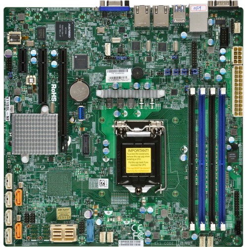 MBD-X11SSL-NF-B Supermicro X11SSL-nF Server Motherboard Intel Chipset Socket H4 LGA-1151 Bulk Pack Micro ATX 1 x Processor Support 64GB DDR4 SDRAM Maximum RAM 2.13 GHz, 1.87 GHz, 1.60 GHz Memory Speed Supported DIMM, UDIMM 4 x Memory Slots Serial ATA/600 RAID Supported Controller 0, 1, 5, 10 RAID Levels On-board Video Chipset 2 x USB 3.0 Port ASPEED AST2400 Gigabit Ethernet 2 x PCI Express x8 Slots 1 x PCI Express x16 Slots 4 x USB Ports VGA 6 x SATA Interfaces (Refurbished)