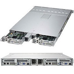 SYS-1029TP-DTR Supermicro SuperServer 1029TP-DTR Barebone System 1U Rack-mountable Intel C621 Chipset 2 Number of Node(s) Socket P LGA-3647 2 x Processor Support Black 2TB DDR4 SDRAM DDR4-2666/PC4-21300 Maximum RAM Support Serial ATA/600 RAID Supported Controller ASPEED AST2500 Integrated 4 x Total Bays 4 2.5" Bay(s) 2 x Total Expansion Slots Processor Support (Xeon Platinum, Xeon Gold, Xeon Silver, Xeon Bronze) Ethernet 2 USB 3.0 Port(s) 2 x 1000 W