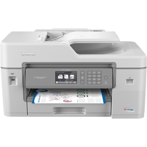 MFCJ6545DW Brother MFC-J6545DW INKvestment Tank Color Inkjet All-in-One Printer with Wireless, Duplex Printing, 11" x 17" Scan Glass and Up to 1-Year of Ink In-box Copier/Printer/Scanner 35 ppm Mono/27 ppm Color Print 1200 x 4800 dpi Print 1 x Input Tray 250 Sheet, 1 x Automatic Document Feeder 50 Sheet, 1 x Multipurpose Tray 100 Sheet, 1 x Output Tray 100 Sheet 3.7" Touchscreen 1200 dpi Optical Scan 350 sheets Input Ethernet Wireless LAN USB (Refurbished)