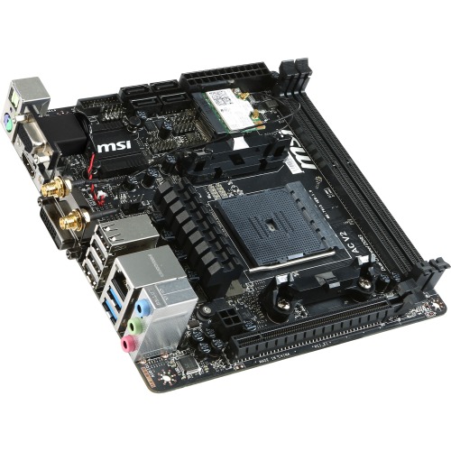 7913-014R MSI A88XI AC V2 Socket FM2+ AMD A88X Chipset AMD A-Series/ Athlon Series Processors Support DDR3 2x DIMM 4x SATA 6.0Gb/s Mini-ITX Motherboard (Refurbished)
