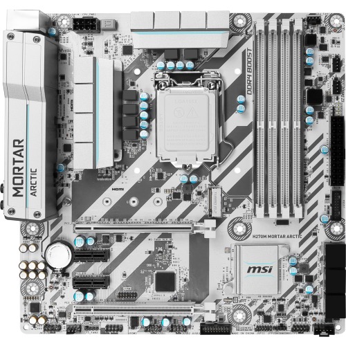 7A69-002R MSI H270M MORTAR ARCTIC Socket LGA 1151 Intel H270 Chipset 7th/6th Generation Core i7 / i5 / i3 / Pentium / Celeron Processors Support DDR4 4x DIMM 6x SATA 6.0Gb/s Micro-ATX Motherboard (Refurbished)