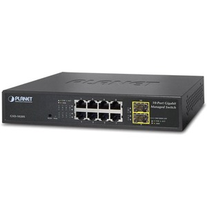 GSD-1020S Planet 8-Port 10/100/1000Mbps + 2-Port 100/1000X SFP Managed Ethernet Switch - 8 Ports - Manageable - Gigabit Ethernet - 10/100/1000Base-T, 1000Base-X - 4 Layer Supported - Modular - 2 SFP Slots -  (Refurbished)