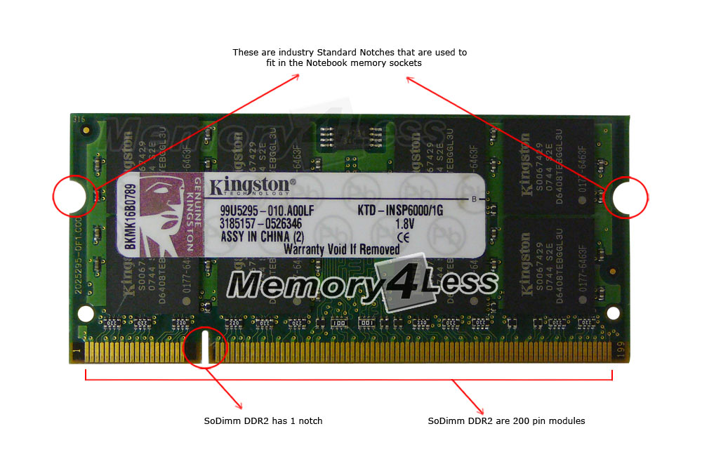 3D-47D216N64S8-1G 1GB Module DDR2 Sodimm 200 Pin PC3200 CL=3 Non-Parity DDR400 128Meg x 64 for Dell Inspiron 6000 A0446874