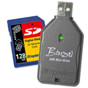 STI-USBMD/512 SimpleTech Bonzai Usb Mini Drive With 512mb Card
