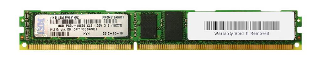 00D4981 IBM 8GB PC3-10600 DDR3-1333MHz ECC Registered CL9 240-Pin DIMM 1.35V Low Voltage Very Low Profile (VLP) Single Rank x4 Memory Module