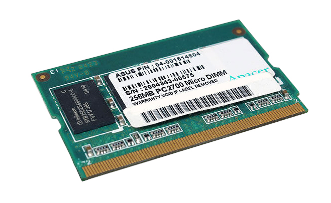 04-001614804 Asus 256MB PC2700 DDR-333MHz non-ECC Unbuffered CL2.5 172-Pin Micro-DIMM 2.5V Memory Module