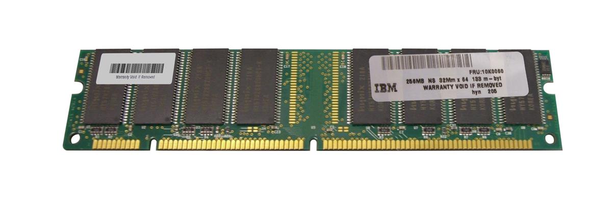 10K0060 IBM 256MB PC133 133MHz non-ECC Unbuffered CL3 168-Pin DIMM Memory Module