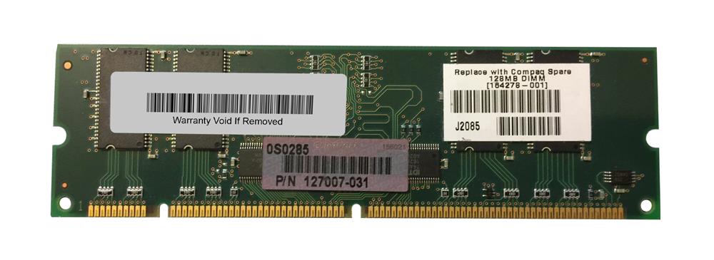 127007-031 Compaq 128MB PC133 133MHz ECC Registered CL3 168-Pin DIMM Memory Module for Proliant Servers