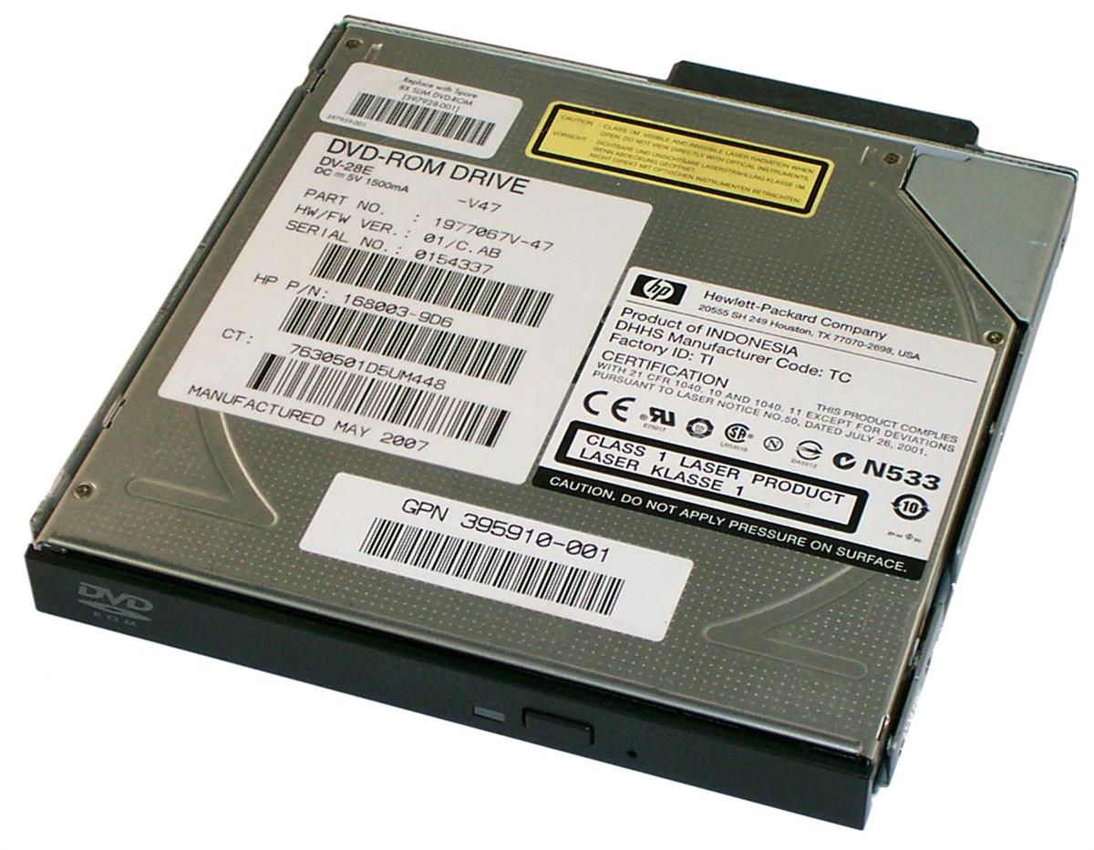 168003-9D6 HP 8X SlimLine Multibay Internal IDE DVD-ROM Optical Drive for ProLiant DL140/DL145 G2