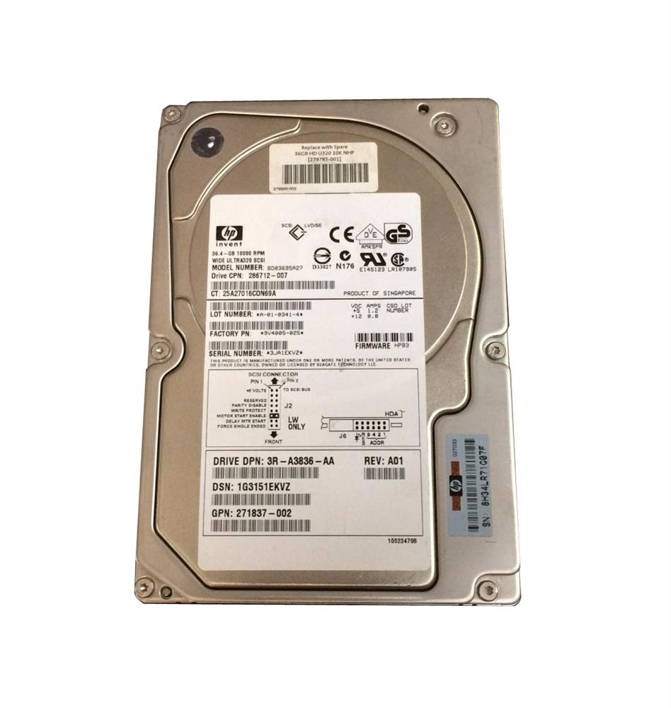 271837-002 Compaq 36.4GB 10000RPM Ultra-320 SCSI non Hot Swap LVD 68-Pin 3.5-inch Internal Hard Drive for Compaq ProLiant Serves