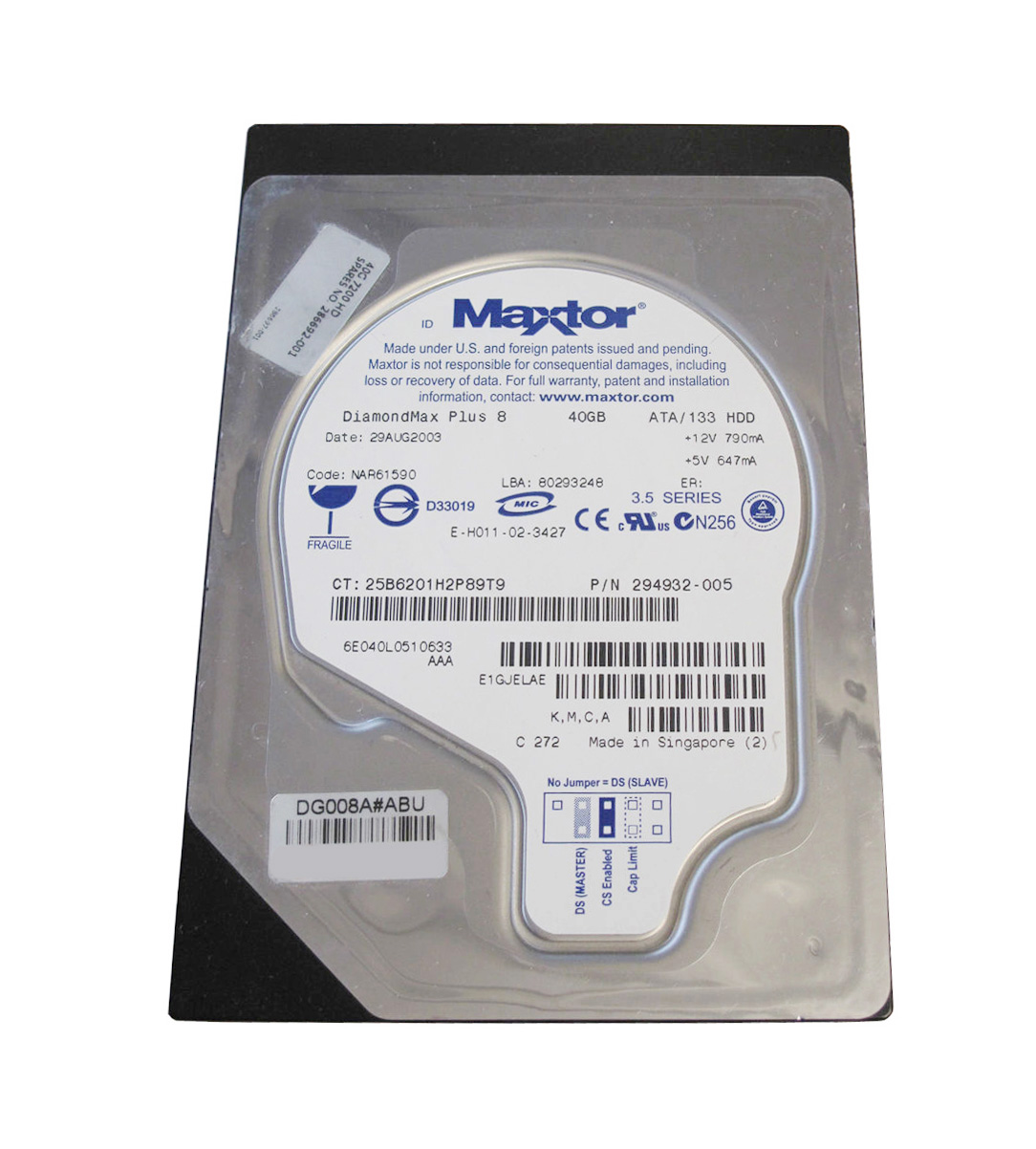 294932-005N HP 40GB 7200RPM ATA-133 3.5-inch Internal Hard Drive