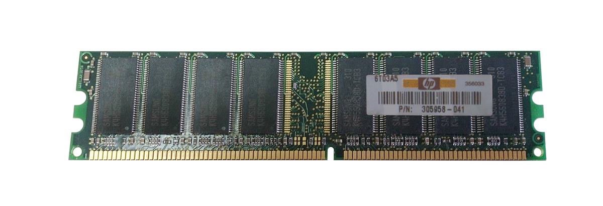 305958-041 HP 512MB PC2700 DDR-333MHz non-ECC Unbuffered CL2.5 184-Pin DIMM 2.5V Memory Module